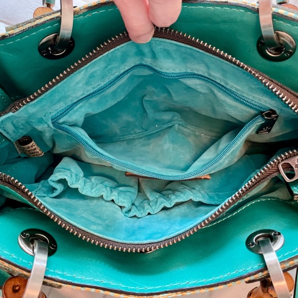 Patricia Nash Italian Fine Weave Multi Weave Aqua Bag UNUSED - Picture 8 of 10